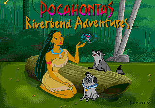 Disney's Pocahontas Riverbend Adventures title screen for Sega Pico